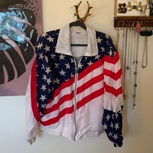 100% silk vintage American flag jacket